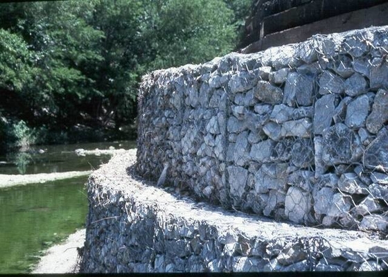 Slope Reinforced Stone Cage Wire Mesh / Hot Dip Metal Cage Retaining Wall